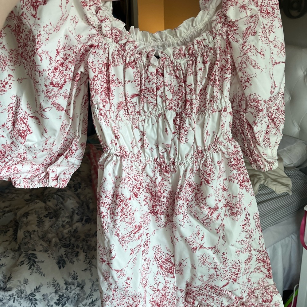 Boohoo Toile Ruffle Romper